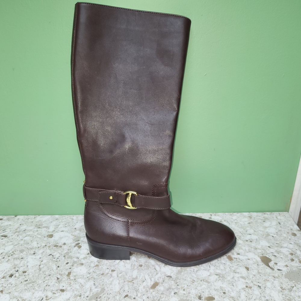 NEW Ralph Lauren Brown Leather Knee-High Riding Boots - Size 10